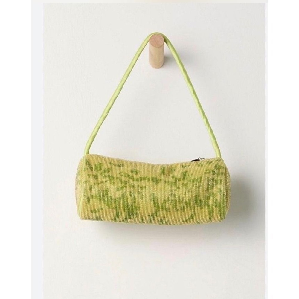 Free People Bags Bailey Beaded Barrel Mini Bag Green Shoulder New NWT Evening